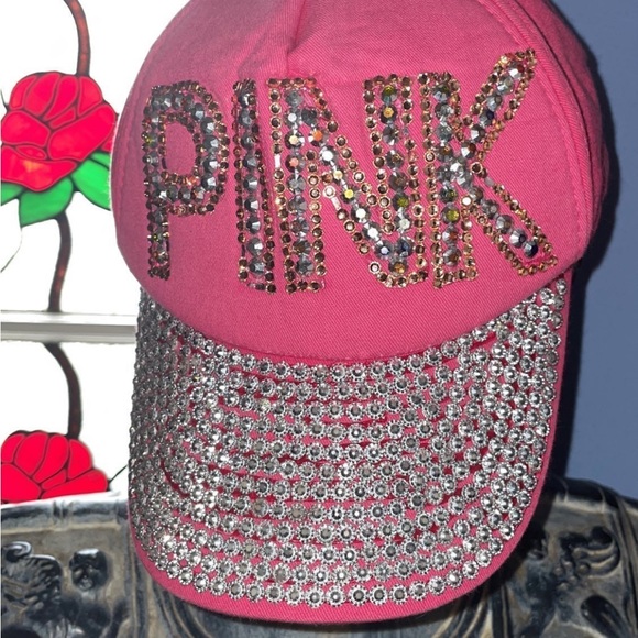 Vintage Victoria’s Secret PINK embellished studs bling Baseball Cap fashion Hat - Picture 5 of 9